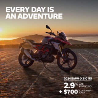 Gear up for your next journey with 2.9% APR EasyRide financing plus $700 customer cash on a 2024 G 310 GS. Come test ride today! 🏍️ 
#BMWMotorradUSA #MakeLifeARide #SpiritofGS #SoCalBMWMotorrad