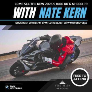 Join us on November 20th as Long Beach BMW Motorcycles (@lbbmwmoto) debuts the new 2025 BMW M 1000 RR and S 1000 RR with BMW Motorrad ambassador Nate Kern!

Be the first to see these new Superbikes as Nate Kern hosts a detailed presentation on the updates and engineering behind these championship-winning machines.

The presentation will take place at Long Beach BMW Motorcycles from
5pm to 8pm and is FREE to attend. 

Complimentary pizza provided, and refreshments by Ten Mile Brewing.

*Always Drink Responsibly, Never Drink and Ride*
#NeverStopChallenging #MakeLifeARide #BMWMotorradUSA #LongBeachBMWMotorcycles #LBBMWMoto