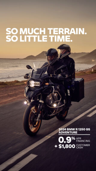 With TFT Display & Connectivity, Intelligent Emergency Call, and available Ride Modes Pro, the BMW R 1250 GS Adventure is an adventure riding icon. Gear up for your next journey with 0.9% APR financing + $1,800 customer cash on a 2024 R 1250 GS Adventure. Come in for a test ride today! 😀
#BMWMotorradUSA #BMWMotorrad #MakeLifeARide #SpiritofGS #SoCalBMWMotorrad